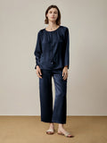 Iridessa Silk Pajama Set With Drawstring Neckline